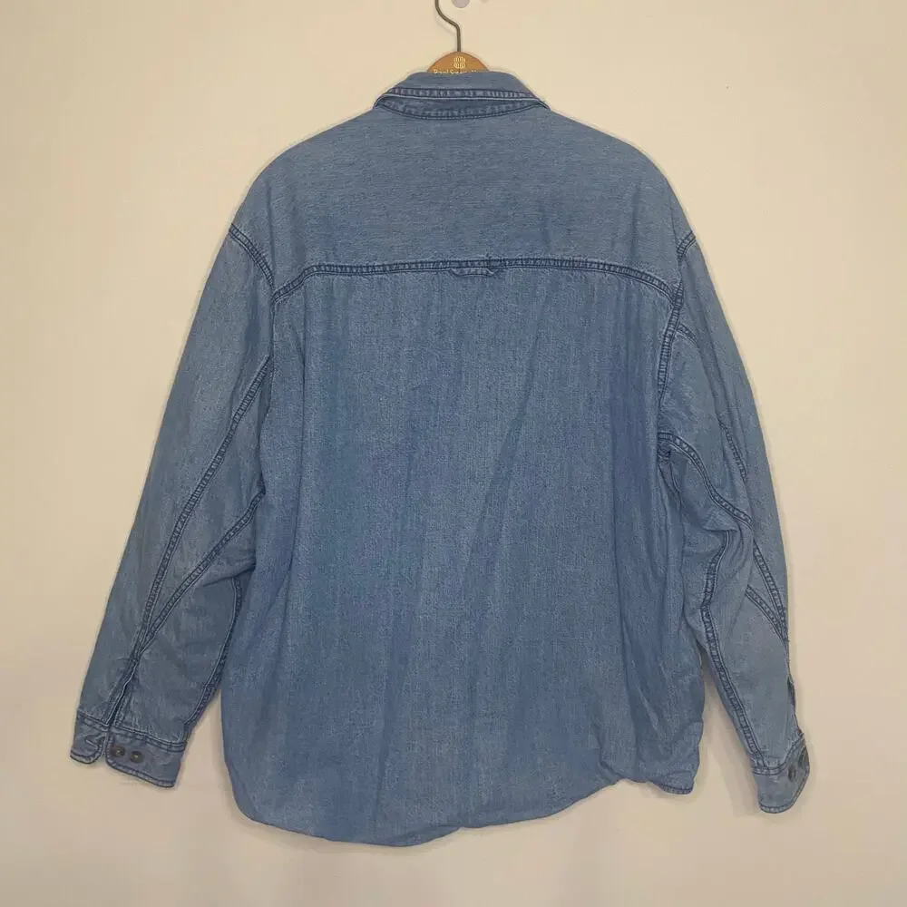 Vintage Arrow Blue Jeans Fleece Lined Chore Jacket Mens Buttons‎ Large Western